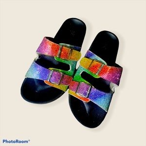 Multi-Color Studded Crystal Sandals